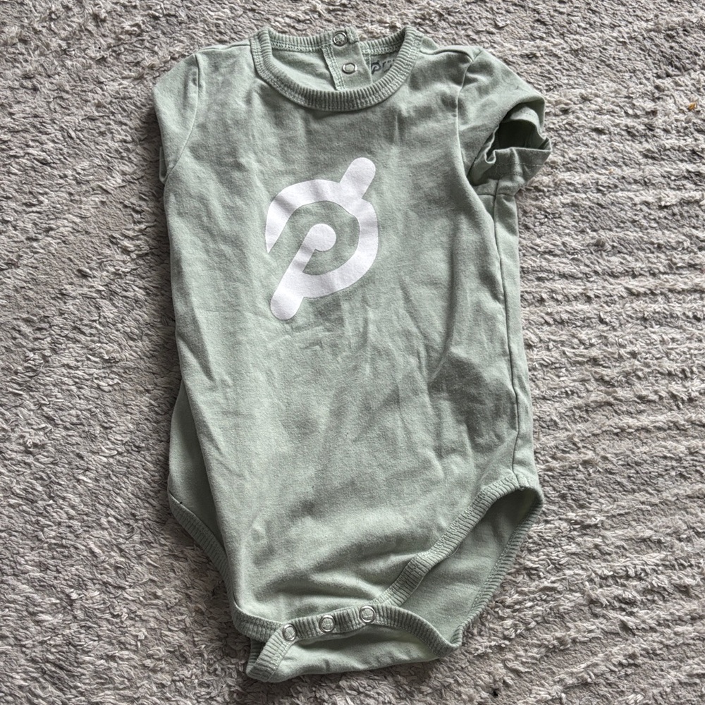Peloton Sage Green Baby Onesie with White Logo - 3-6 months